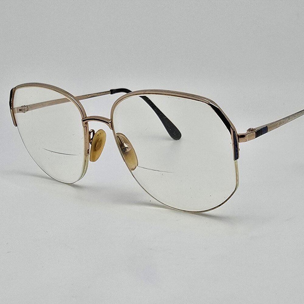 L'amy Lunettes Gold Black Blue Semi Rimless Eyeglasses Frame France 54-17-120